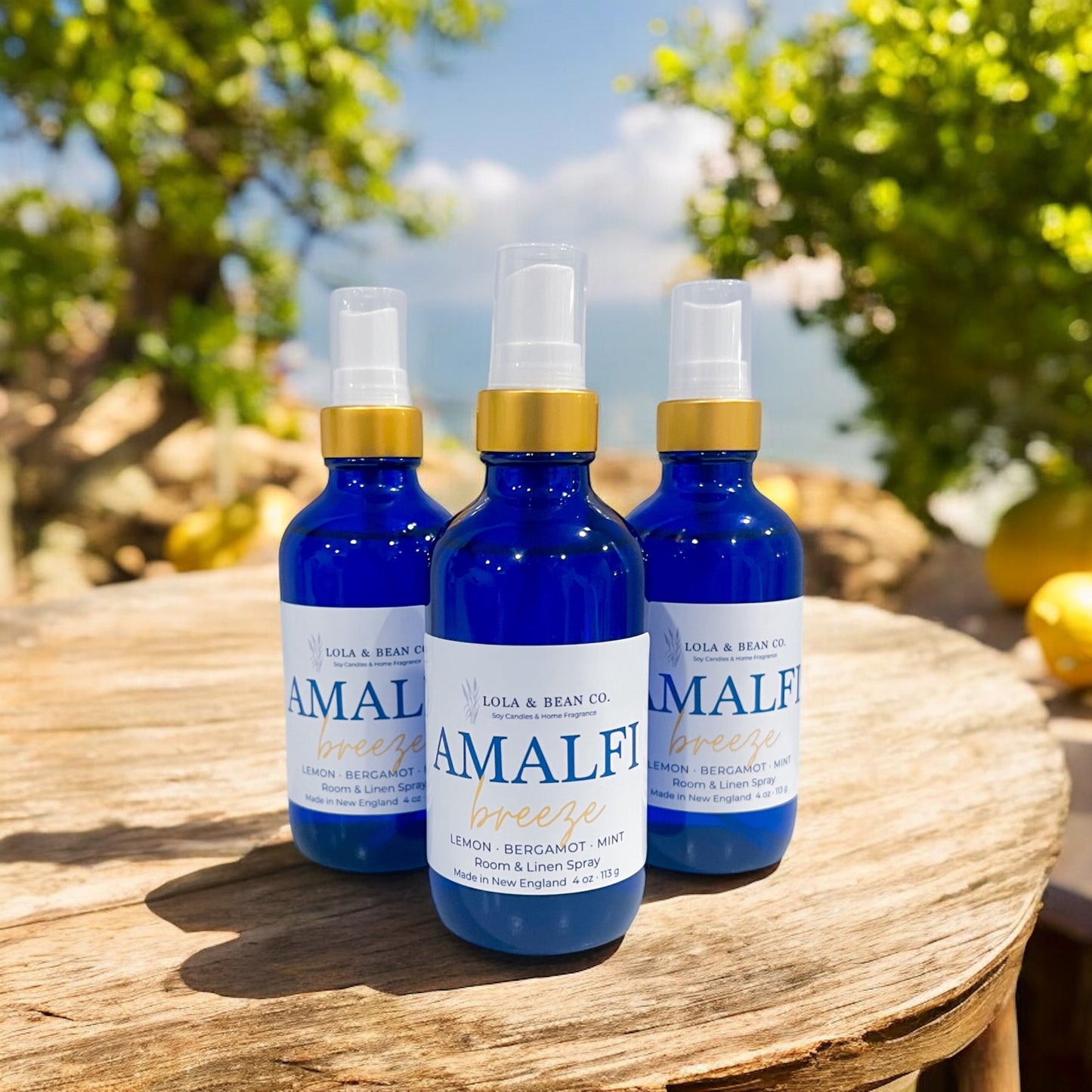 Room Spray- Cobalt Blue Bottle with Gold Collar - Fall Collection