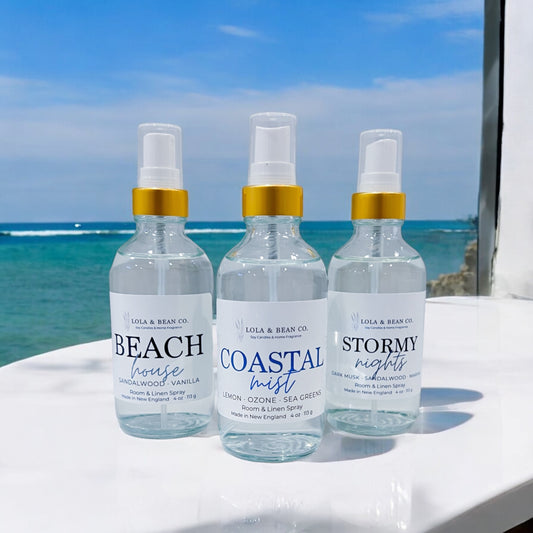 Room Spray- Clear glass bottle with gold collar