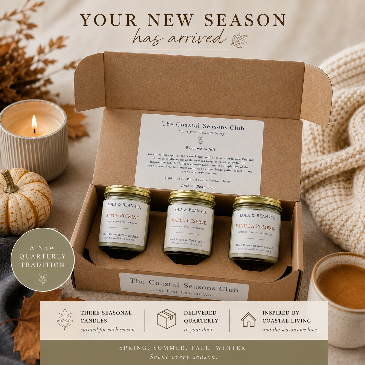 The Coastal Seasons Club - a quarterly candle membership