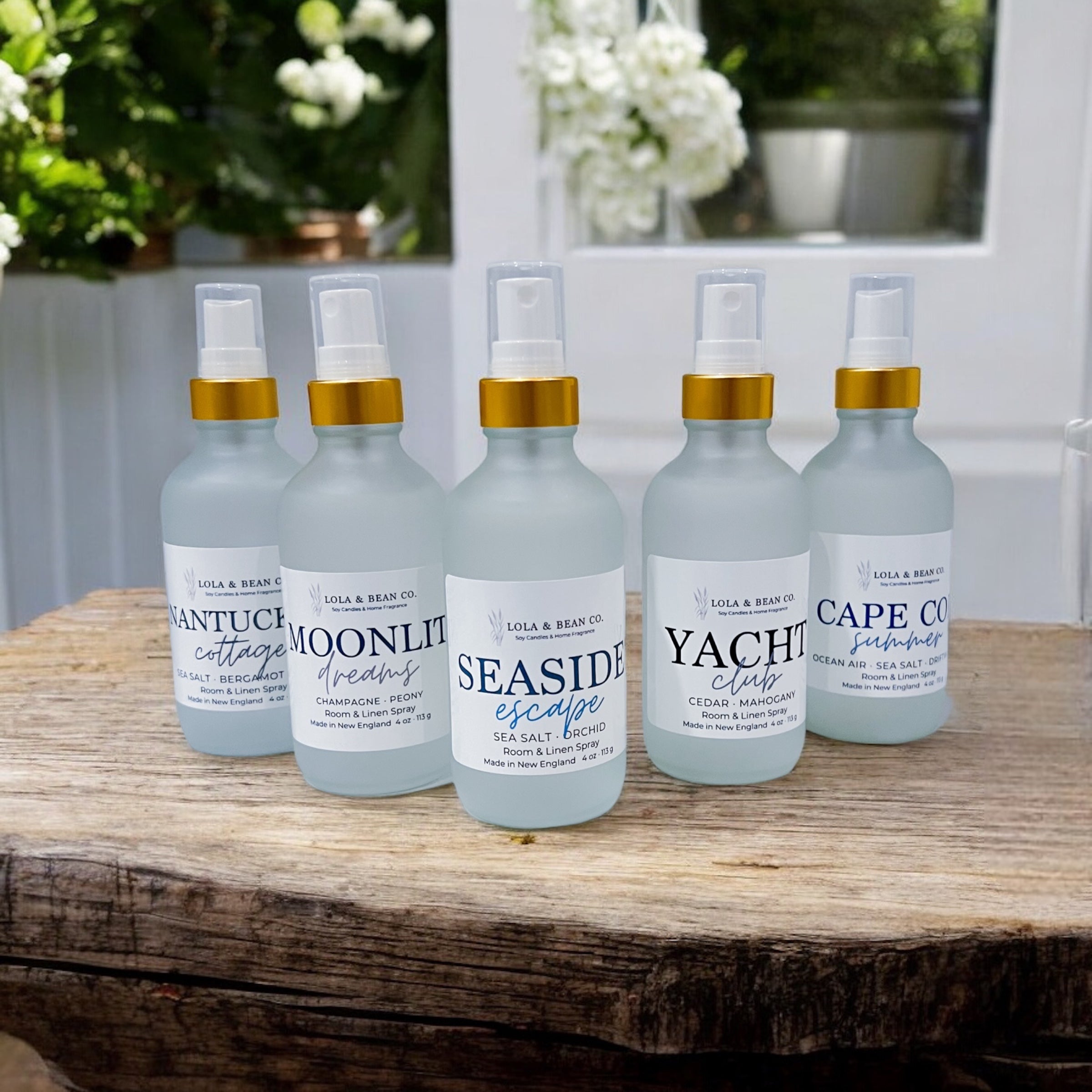 Room Spray- Frosted glass bottle with gold collar