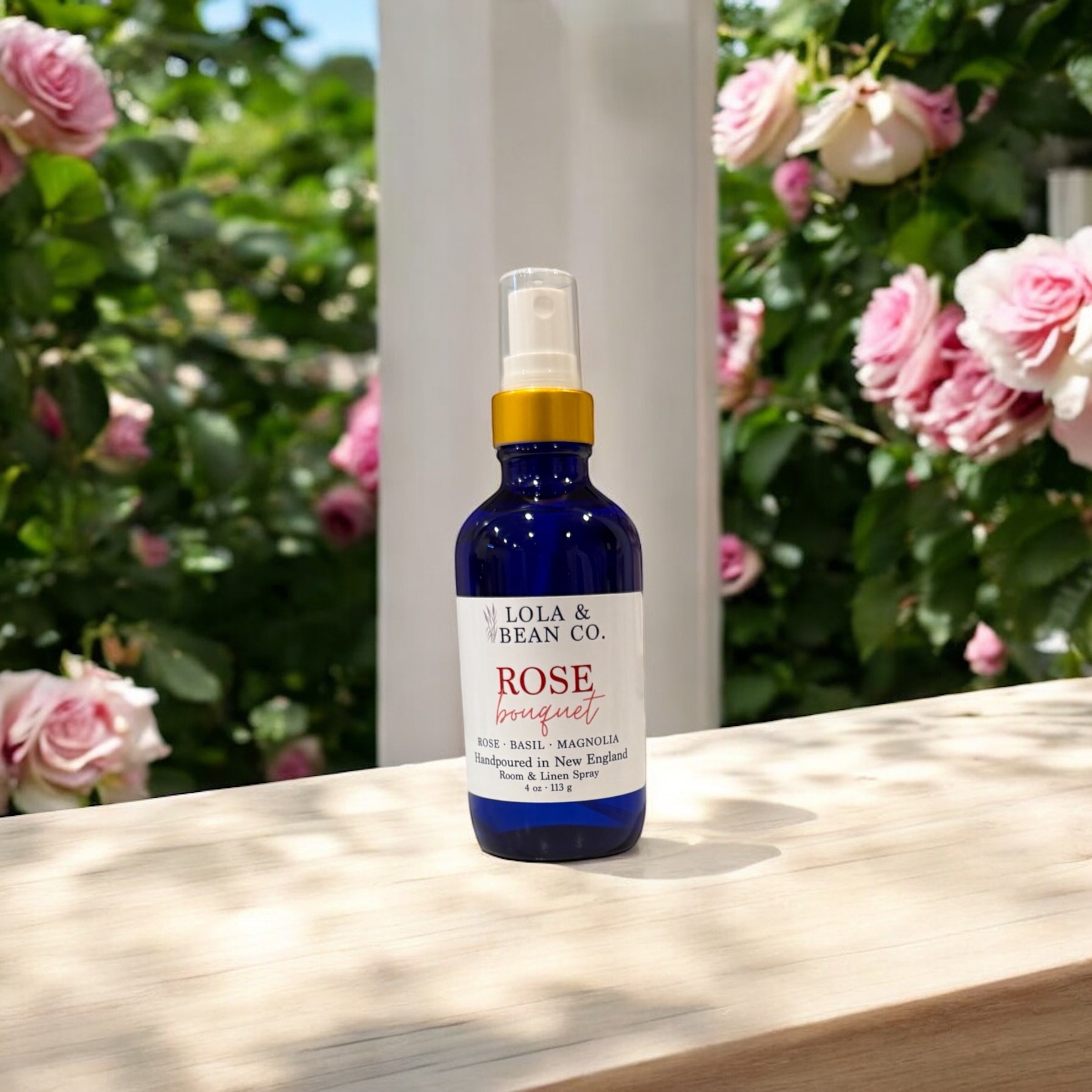 Room Spray- Cobalt Blue Bottle with Gold Collar - Garden Collection
