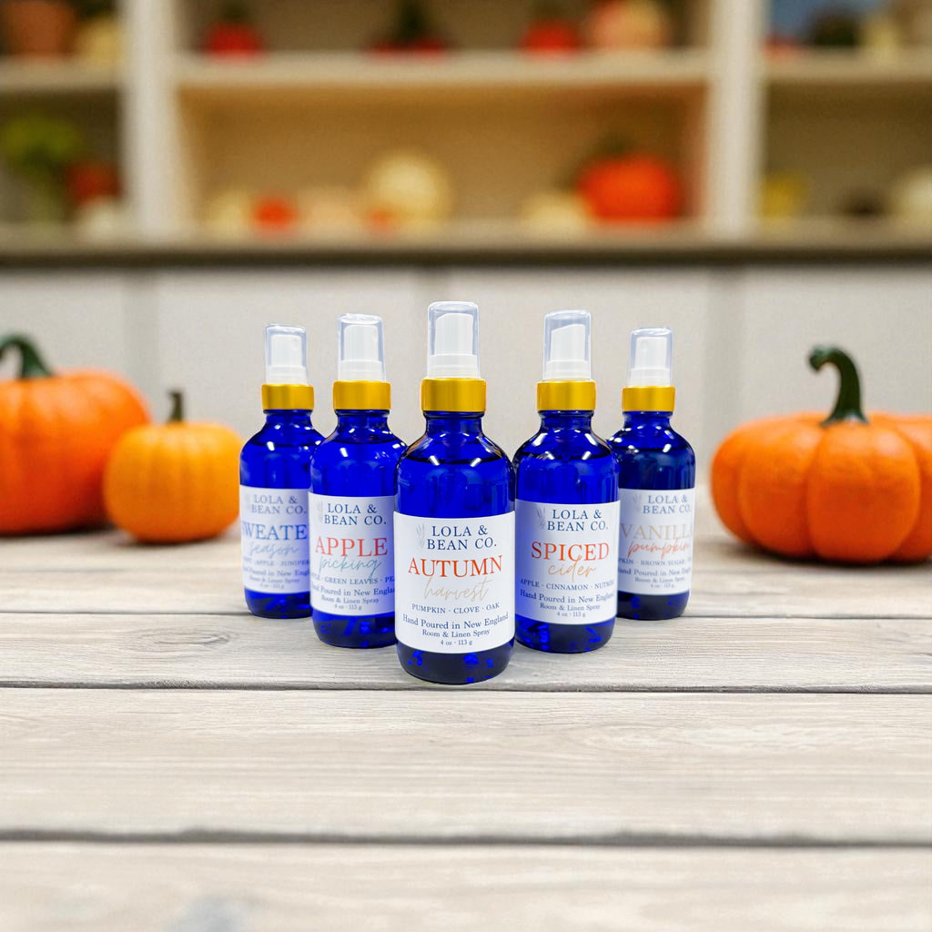 Room Spray- Cobalt Blue Bottle with Gold Collar - Fall Collection