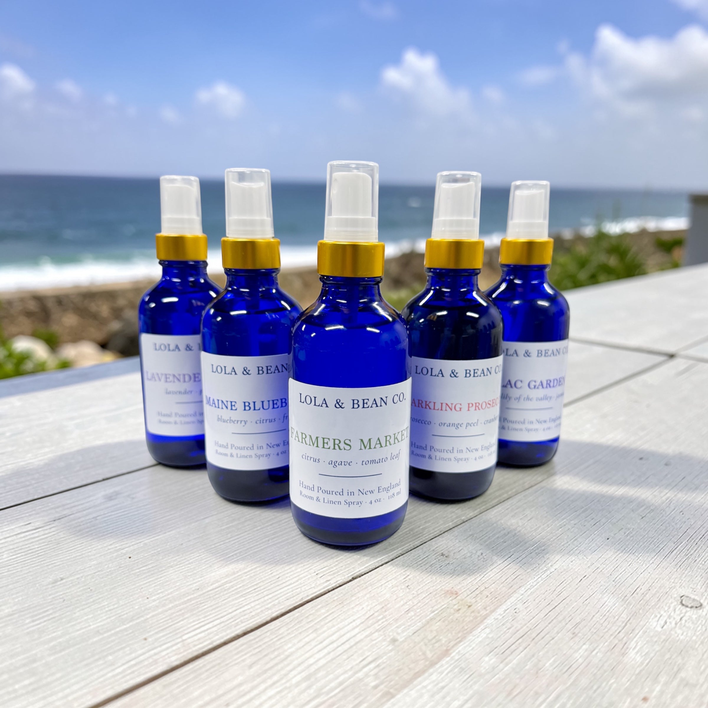 Room Spray- Cobalt Blue Bottle with Gold Collar - Summer Collection